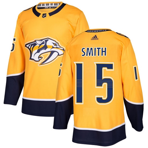 Adidas Predators #15 Craig Smith Yellow Home Authentic Stitched NHL Jersey - Click Image to Close